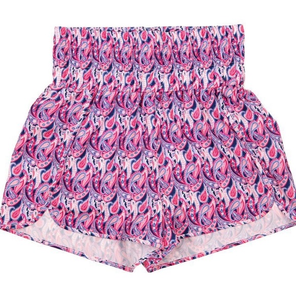 Simply Southern Pink Paisley Athletic Shorts Preppy Casual Athleisure - Picture 1 of 6